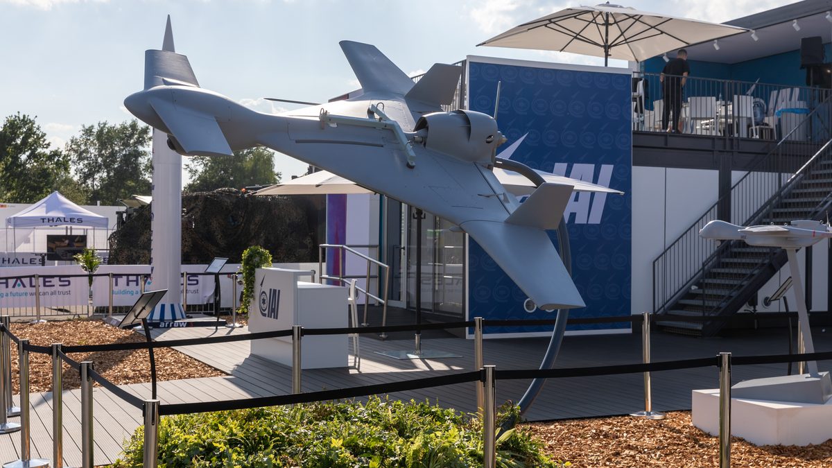 IAI Harop loitering munition on display at ILA Berlin Air Show 2024, Sch&ouml;nefeld, Germany