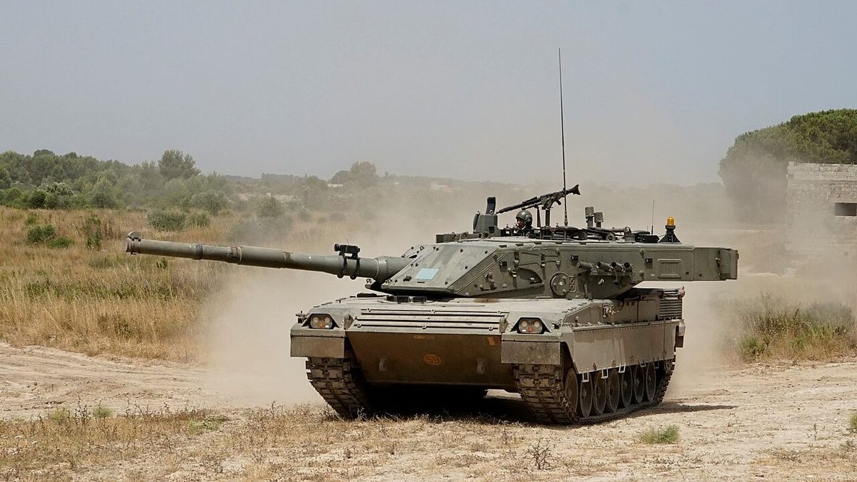Italian Army C1 Ariete main battle tank during a training exercise