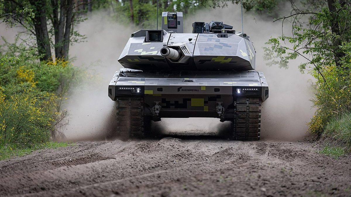 Rheinmetall KF51 Panther main battle tank in motion during field trials
