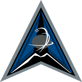 Space Delta 8 emblem: triangular Space Force delta with orbital satellite motif.
