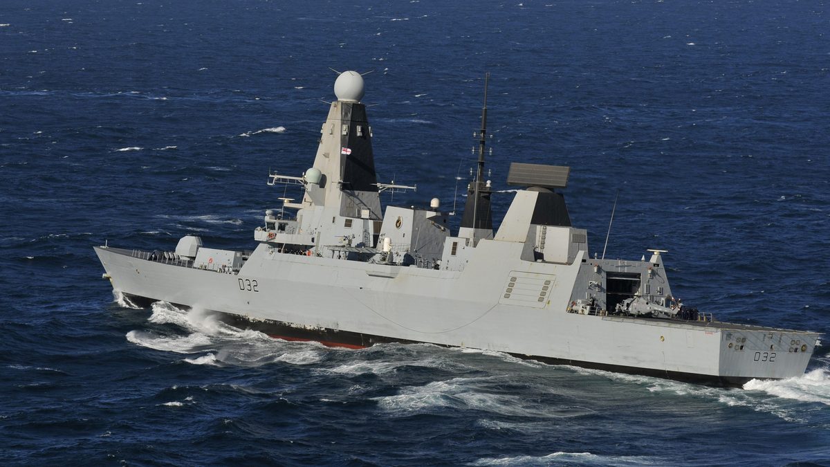 Royal Navy Type 45 destroyer HMS Daring D32 transiting the Arabian Gulf, March 2012