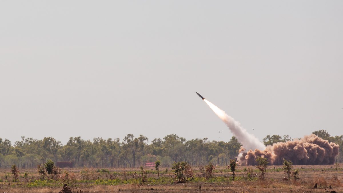 U.S. Army HIMARS fires an ATACMS missile during Talisman Sabre 2023, Delamere, Northern Territory, Australia.
