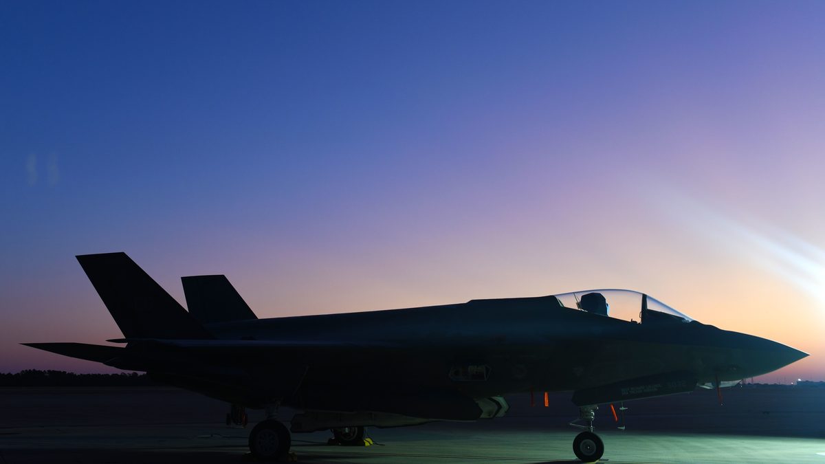 33rd Fighter Wing F-35A Lightning II on the Eglin flight line after an AIM-9X missile load, September 2019