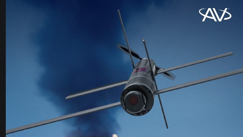 AeroVironment Switchblade 400 in terminal dive on an armoured target &mdash; marketing image from AV Switchblade 400 datasheet