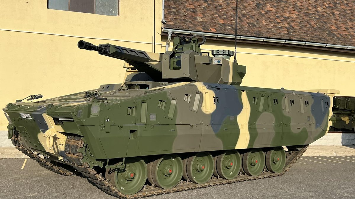 Hungarian Army Lynx KF41 infantry fighting vehicle with 30 mm Lance turret, parked side-on