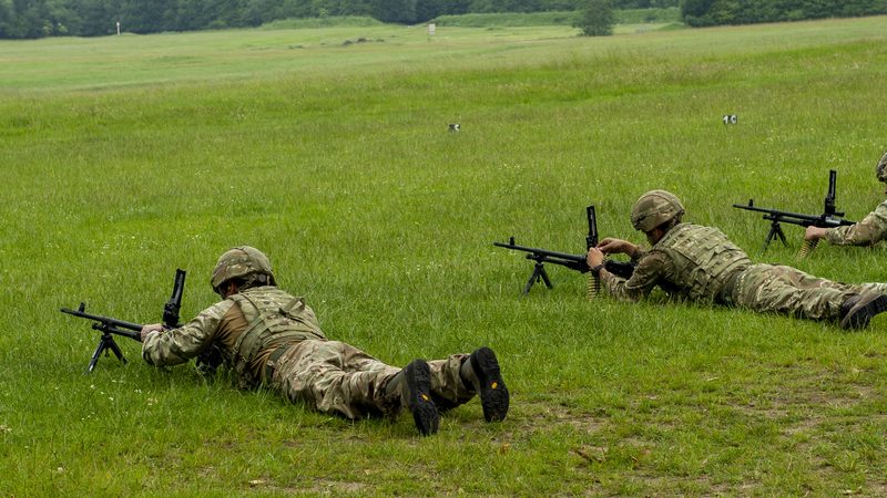 British commandos fire L7A2 general purpose machine guns from the prone position during exercise BALTOPS 2019