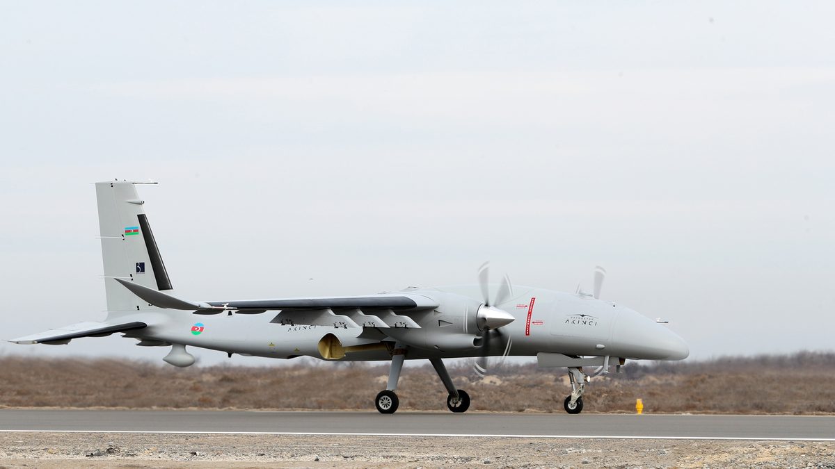 Bayraktar AKINCI UCAV with wing hardpoints, the platform now cleared to carry the TEBER-83 guided Mk 83