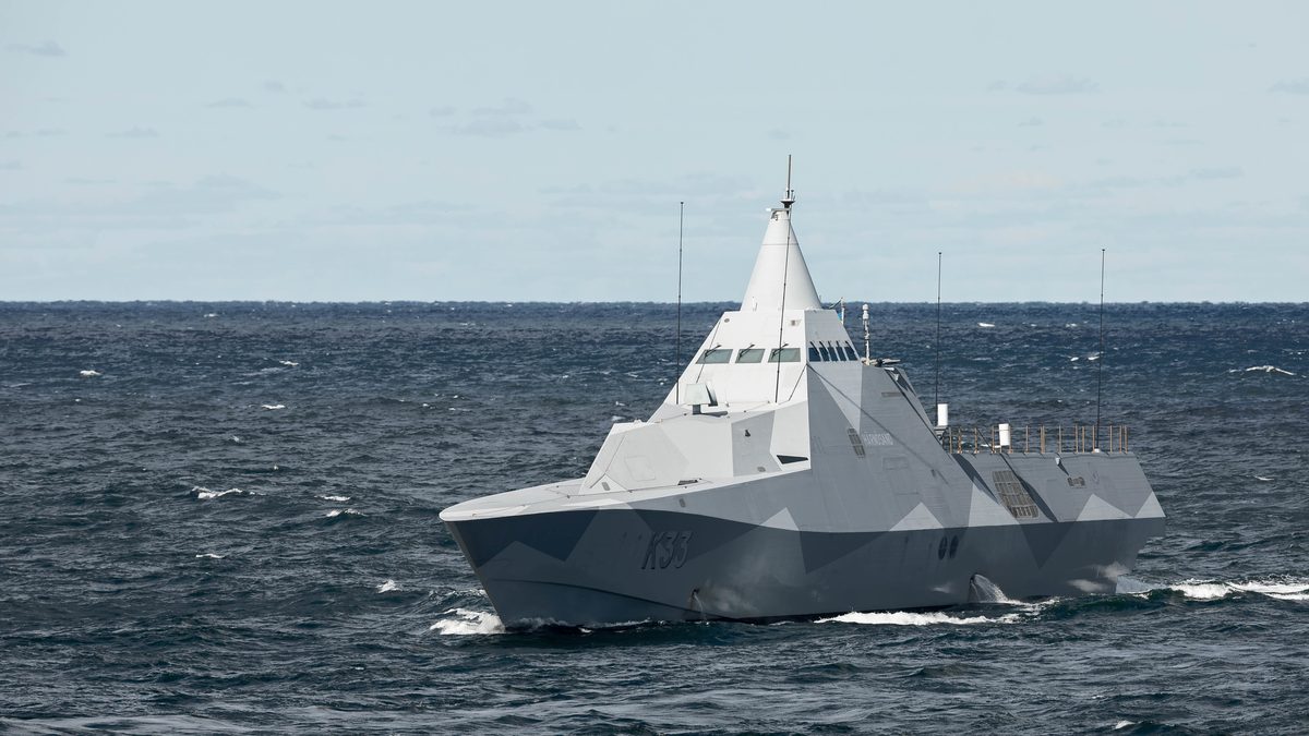 Swedish Navy Visby-class corvette HSwMS Harnosand (K33) in the Baltic Sea