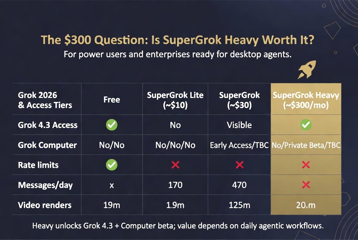 Grok 2026 pricing tiers comparison infographic